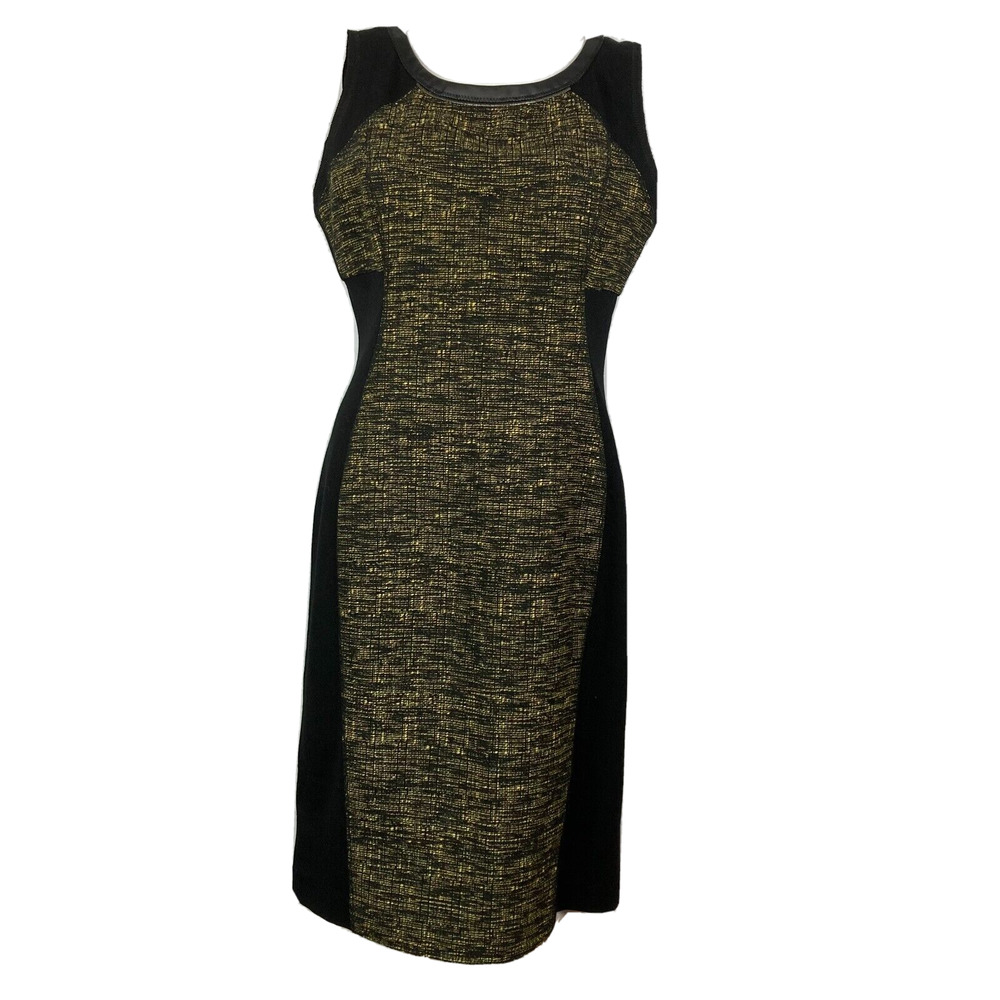 Yoana Baraschi Anthropologie Dress Womens Sz 10 Gold Tweed Power‎ Morph Sheath
